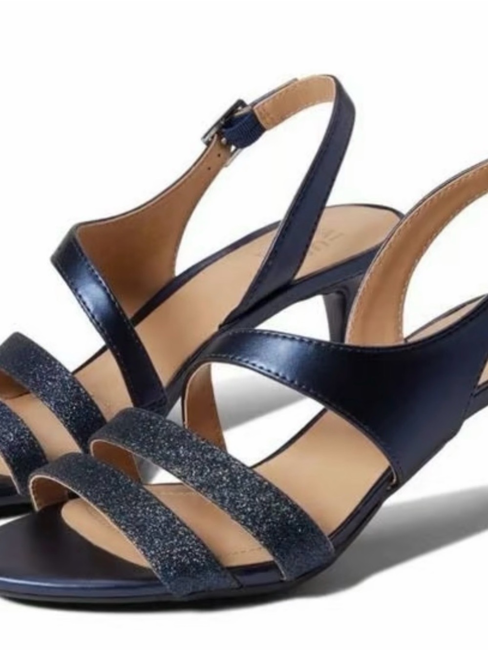 Tai Navy Glitter Strap Slingback Heels - Women Shoes size 7 dress wedding